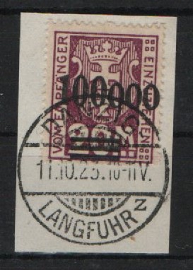 Danzig, 1923, Mi.- Nr.: P 29, auf kl. Briefstück (!), akt. Fotoattest Bock BPP: e+e! Luxusstück! Sehr selten! RR!