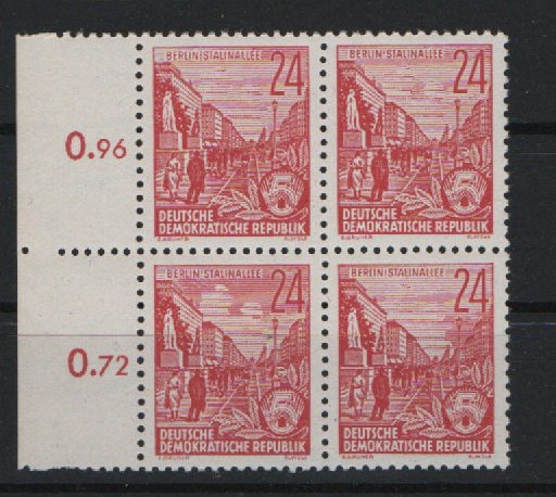 DDR, 1953, Mi.- Nr.: 414 XII, im SR (hier mit FZL!)- 4er- Block **, je tiefstgeprüft Paul BPP! Luxusstück, selten!