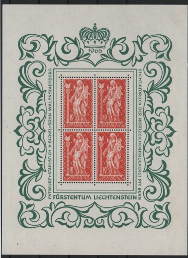 Lichtenstein, 1965, Mi.- Nr.: 449 (4x) im Kleinbogen, **