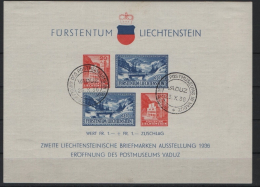 Lichtenstein, 1936, Mi.- Nr.: Bl. 2, gestempelt