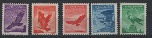 Lichtenstein, 1934, Mi.- Nrn.: 143- 47, * / ungebraucht