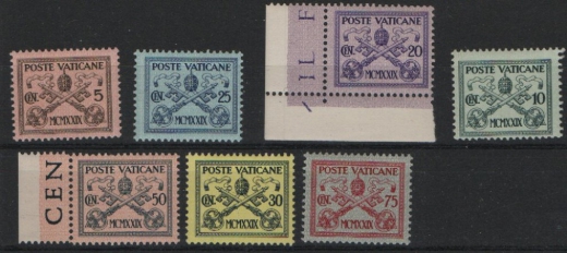 Vatikanstadt, 1939, Mi.- Nrn.: 73- 79, ** / postfrisch!