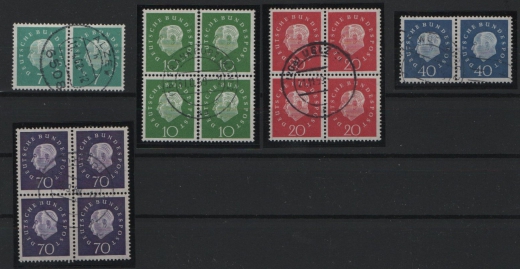 BRD, 1969, Mi.- Nrn.: 302- 306 (je im waagerr. Paar, oder 4er- Block), gestempelt! Gute Bedarfsstücke, selten!