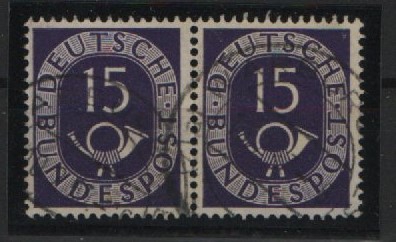 BRD, 1951, Mi.- Nr.: 129 im waager. Paar, gestempelt! Gutes Bedarfsstück, selten!
