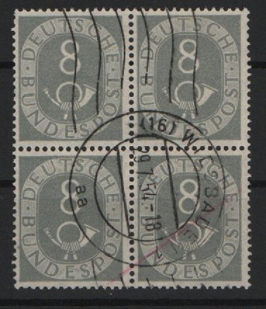 BRD, 1951, Mi.- Nr.: 127 im 4er- Block, gestempelt! Gutes Bedarfsstück, selten!