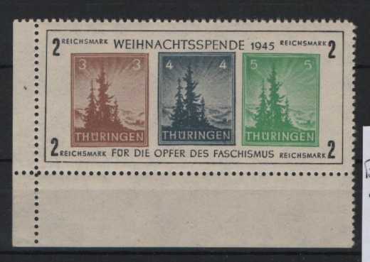 SBZ, Thüringen, 1945, Bl. 1 x b, * / ungebraucht, akt. Fotoattest Dr. Jasch BPP: e + e! Qualitätsstück!  Sehr selten!