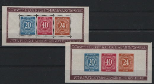 Allierte Besetzung / Kontrollrat, 1946, Mi.- Nrn.: Bl. 12 A / B, **, je tiefstgeprüft Schlegel BPP! Luxussatz!