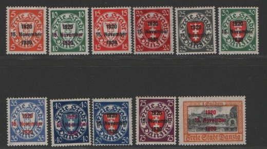 Danzig, 1930, Mi.- Nrn.: 220- 230, **, 228- 230 tiefstgeprüft / signiert Richter / Erdwien BPP! Qualitätssatz! Sehr selten!