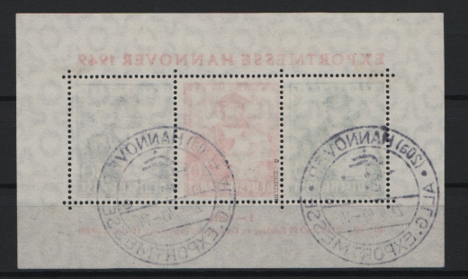 Bizone, 1949, Mi.- Nr.: Bl 1, gestempelt, mit Sonderstempel!, tiefstgeprüft Schlegel BPP! Luxusstück! Selten!