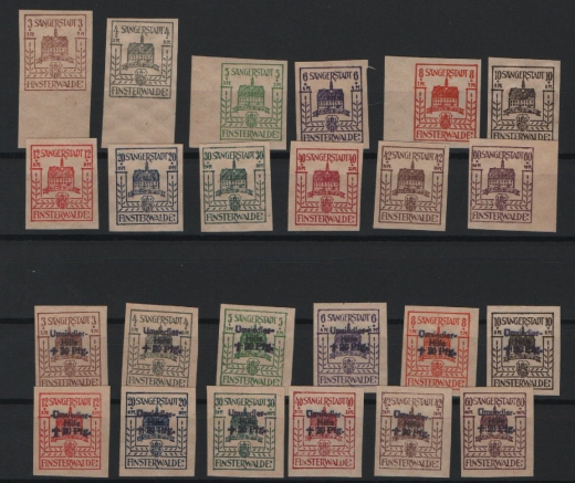 D. - OST, Lokalausgaben, Finsternwalde, 1946, Mi.- Nrn.: 1- 12 + II- XIII! **! Selten!