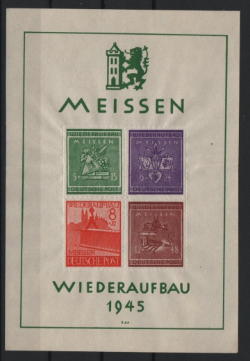 Deutschland- OST, Lokalausgaben, Meissen, 1946, Mi.- Nrn.: Bl. 1, **, tiefstgeprüft Zierer BPP! Kabinettstück!