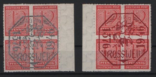 Deutschland- OST, Lokalausgaben, Roßwein, 1946, Mi.- Nrn.: 1 + 2, je mit Sr., **, je tief(st)geprüft Sturm BPP! Qualitätsstücke!