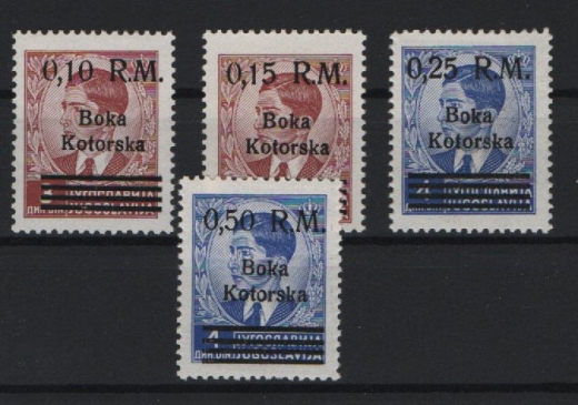 III. Reich, Dt. Bes. II. WK, Kotor, 1944, Mi.- Nrn.: 7 (mit Plf.: IV) + 8- 10, **, Kabinettsatz! Selten!