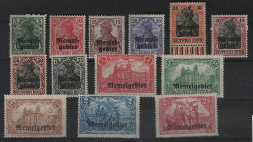 Memelgebiet, 1920, Mi.- Nrn.: 1- 13, **, selten!