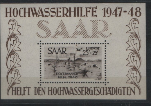 Saarland, 1948, Mi.- Nrn.: Bl. 1 + 2, **! Das Hochwasser- Blockpaar, je Fotoattest Geigle BPP: e+e! Luxussatz!