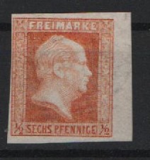 Preußen, > ca. 1851, Mi.- Nr.: 1, vom Sr., (*) / ohne Gummi, Kabinettstück!