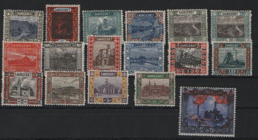 Saargebiet, 1921, Mi.- Nrn.: 53A- 69, kpl. Satz, **! Selten!