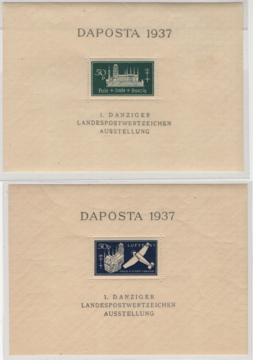Danzig, 1937, Mi.- Nr.: Bl. 1 + 2, **! Qualitätsstücke!