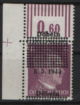D.- OST, Lokalausgaben, Döbeln, 1945, Mi.- Nr.: 1a, ** (Falzr. am Or.), mit ER mit get. / verschobenem Aufdruck, Qualitätsstück!