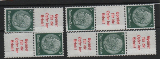 III. Reich, 1934, Zusammendrucke, Mi.- Nr.: S 123- S 126, **, Qualitätsstücke, selten!
