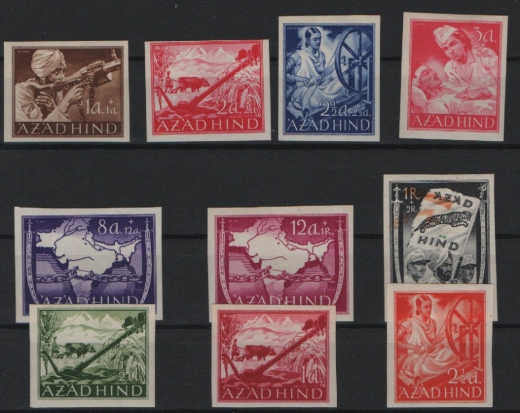 Spendenvignetten, Nationales Indien, 1943, Mi.- Nr.: I- X B (incl. VII B b), **, Qualitätssatz! Sehr selten!