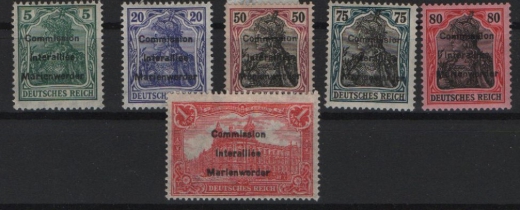 Dt. Abstimmungsgebiete, 1920, Marienwerder, Mi.- Nrn.: 15- 20, *, kpl. Satz, sehr selten!