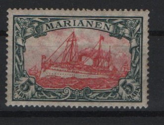 Dt. Kolonien, Marianen, 1916 / 19, Mi.- Nr.: 21 A, **! Kabinettstück! Selten!