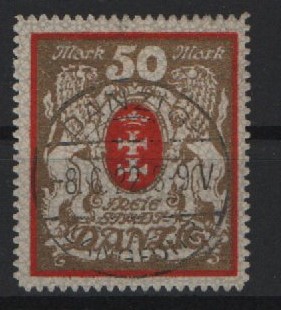 Danzig, 1922, Mi.- Nr.: 100 Ya, gestempelt, tiefgeprüft Kniep BPP! Qualitätsstück! Selten!