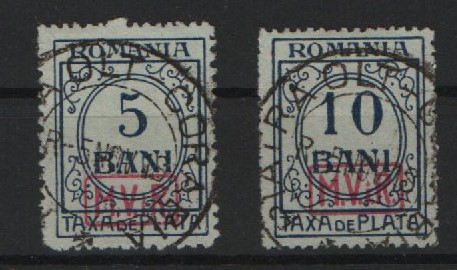 Dt. Bes. I. WK., 1917, M.V.i.R., Portomarken, Mi.- Nrn.: 6- 7, mit WZ. PR, gestempelt! Selten!