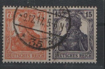 DR, Germania / Infla, 1917, Zusammendrucke, Mi.- Nr.: W 11 ba, gestempelt! Akt. FA Kroschel VPeV / VPEX! Bedarf! Selten!