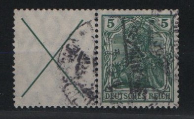 DR, Germania Friedensdruck, 1910, Zusammendrucke, Mi.- Nr.: W 1.1, gestempelt! akt. FA Kroschel VPeV: e +e Selten!