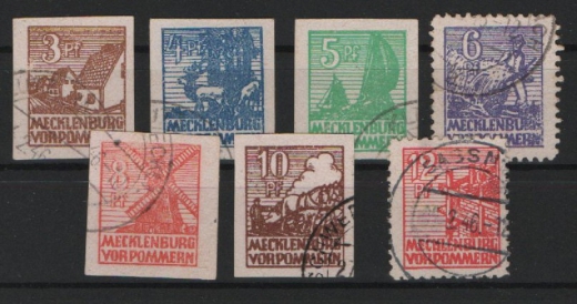 SBZ, MVP, 1946, Mi.- Nr.: 29x- 36x, gestempelt, 29, 30, 32, 34 + 36 tief(st)geprüft Kramp BPP! Qualitätssatz! Selten!