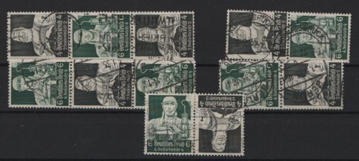 III. Reich, 1934, Lot Zusammendrucke, Mi.- Nrn.: K 23- W 101 , Stände! Gestempelt! Gute Bedarfserhaltung! Seltenes Lot!