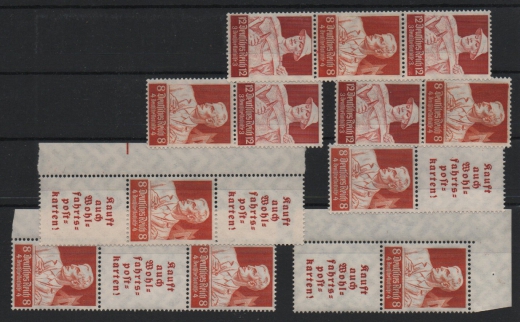 III. Reich, 1934, Lot Zusammendrucke, Mi.- Nrn.: K 23- W 101 (ohne S 229), Stände! **! Seltenes Lot!