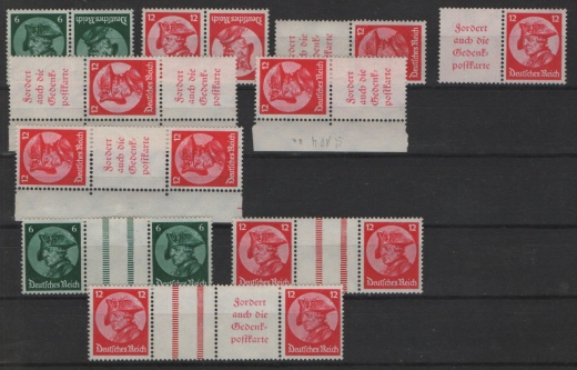 III. Reich, 1933, Lot Zusammendrucke, Mi.- Nrn.: K 17- WZ 11, Fridericus! **! Seltenes Lot!