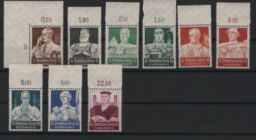 III. Reich, 1934, Mi.- Nr.: 556- 564, Der Ständesatz! ** (je rs. kl. Falzrest am Or.)! Seltene Kombination / Satz.