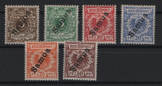 Dt. Kolonien, Samoa, 1900 / 1901, Mi.- Nrn.: 1- 6, *, selten!