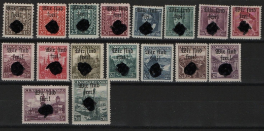 III. Reich / Dt. Bes. Sudetenland, 1938, Mährisch- Ostrau, Mi.- Nr.: 2- 18, *! Akt. FB Brunel VPeV. : e+ e! Selten!