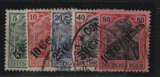 DAP Türkei, 1908, Mi.- Nrn.: 48- 52, gestempelt! Selten!