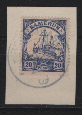 Dt. Kolonien, Stempel, Kamerun, 1909, Bonambasi auf Mi.- Nr.: 10, auf kl. Briefstück! Qualitätsstück! Selten!