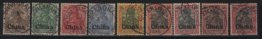 Dt. Auslandspostämter, China, 1901 / 04, Mi.- Nrn.: 15- 23, gestempelt! Selten!