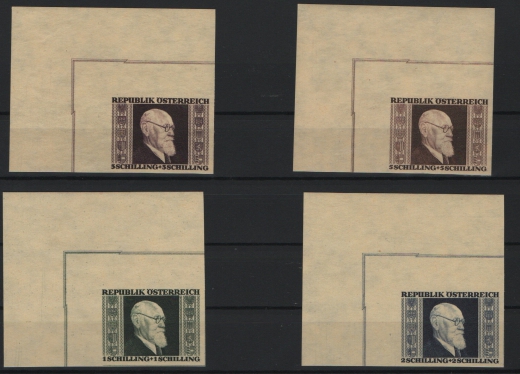 Österreich, 1946, Mi.- Nrn.: 772 B- 775 B, **, (je ein kl. Falzrest oben am Or., rs.), kpl. Satz, je vom ER- lo., sehr selten!