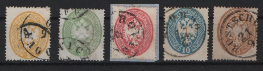 K. & K. Österreich, Lombardai- Ventien, Mi.- Nrn.: 18- 23, gestempelt, in Kabinett (Mi.- Nr.: 19) - Luxusqualität! Selten!