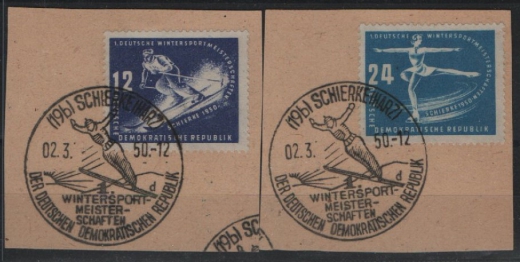 DDR, 1949, Mi.- Nrn.: 246 + 247, je auf Briefstück und ESST! Luxusqualität! Sehr selten!