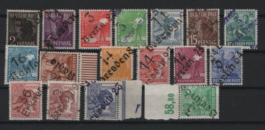 SBZ, Handstempel, 1948, Leitsatz, Mi.- Nrn.: 166- 181, **, alle geprüft BPP! (Mi.- Nr.: 179, Bez. 36, Herbst BPP)! Selten!