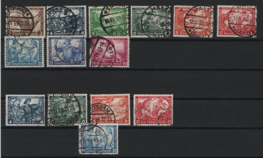 DR / III. Reich, 1933, Mi.- Nr.: 499- 507 A + B! Gestempelt, guter Bedarfssatz, überdurchnittliche Qualität! Selten!