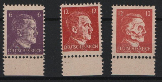 DR / III. Reich, 1944, Kriegs- und Propagandafälschungen, Amerik. Fälschungen Mi.- Nr.: 15, 16 + 17! **! Selten!