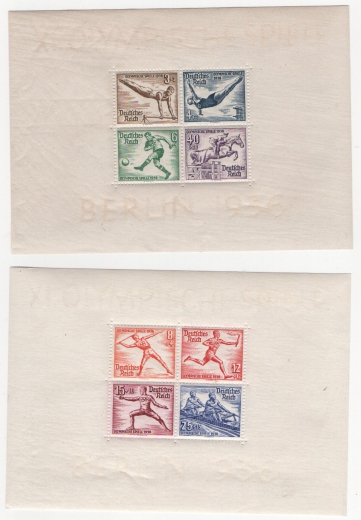 III. Reich, 1936, Mi.- Nr.: Bl. 5 + 6, **, je tiefstgeprüft Schlegel BPP! Kabinettsatz