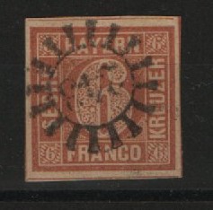 Bayern, 1849, Mi.- Nr.: 4 I, gestempelt, Signiert / geprüft Stolow! Qualitätsstück! Selten!