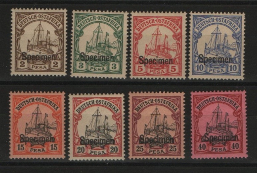 Dt. Kolonien, DOA, 1901, Mi.- Nrn.: 11-18  mit Specimen- Überdruck, * / ungebraucht, sauberer Erstfalz! Selten! R!